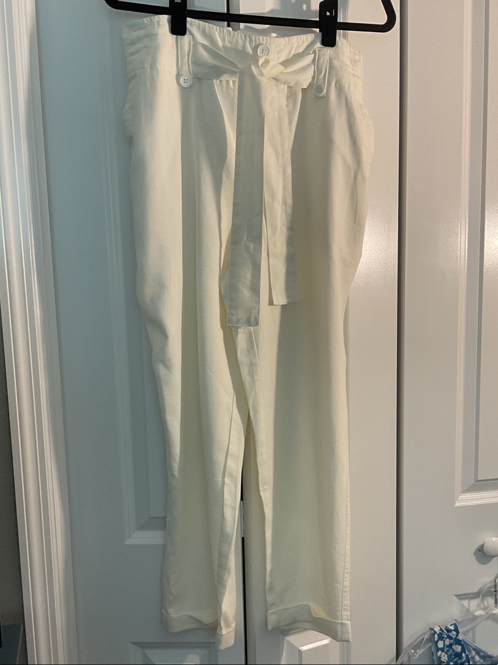 one 5 one Cream Tie-Waist High-Rise Pants